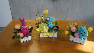 Hopping Bright Flocked Bunny in Blue 8" x 4.5" | BFE