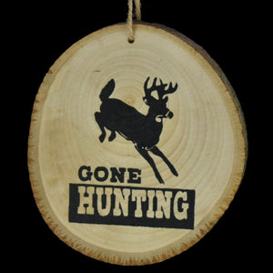 3.75" Hunting Themed Wood Disc Ornament - 2 Asst, sold separately | BF