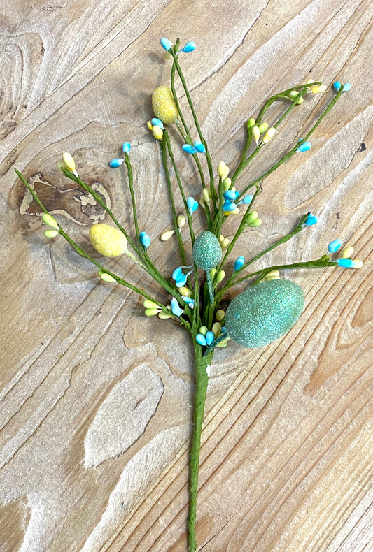 9" Spring Berry Egg Pick in Yellow/Green