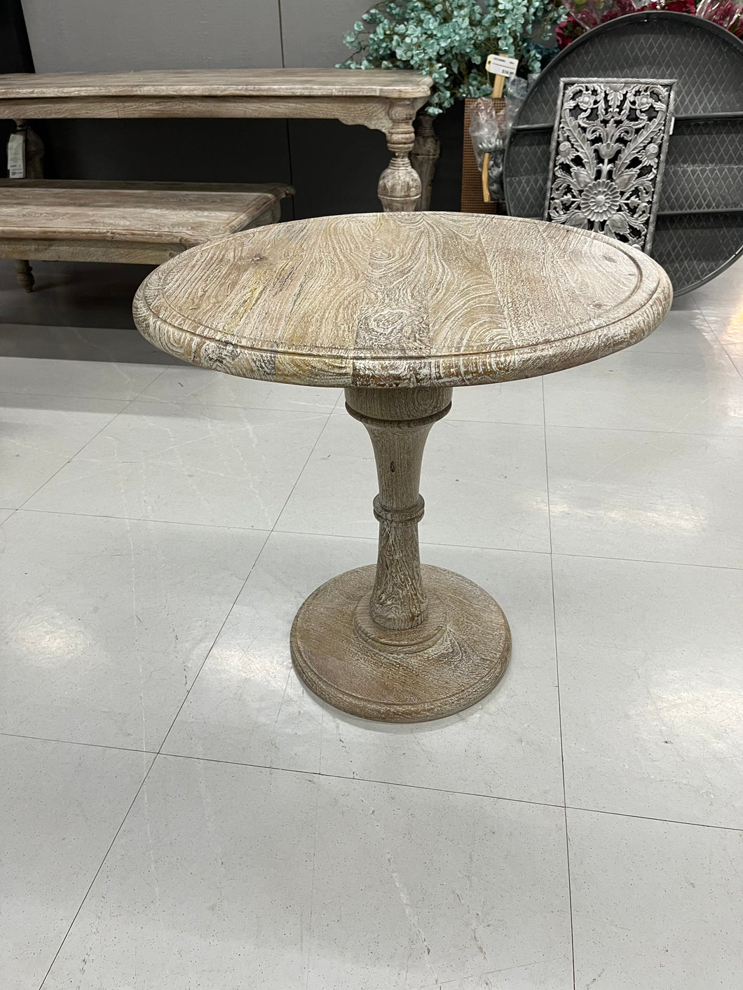 Light Brown Two Tone Round End Table
