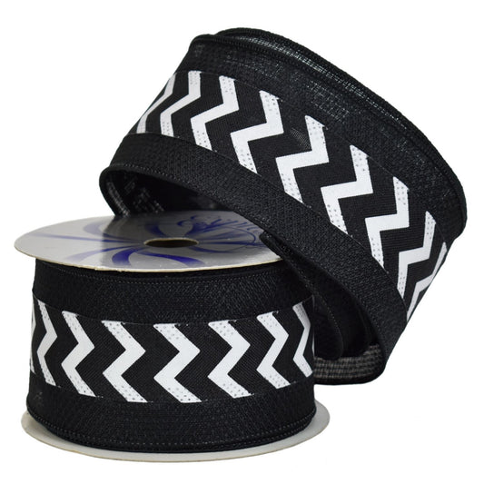 2.5 x 10Y Black and White Chevron Ribbon