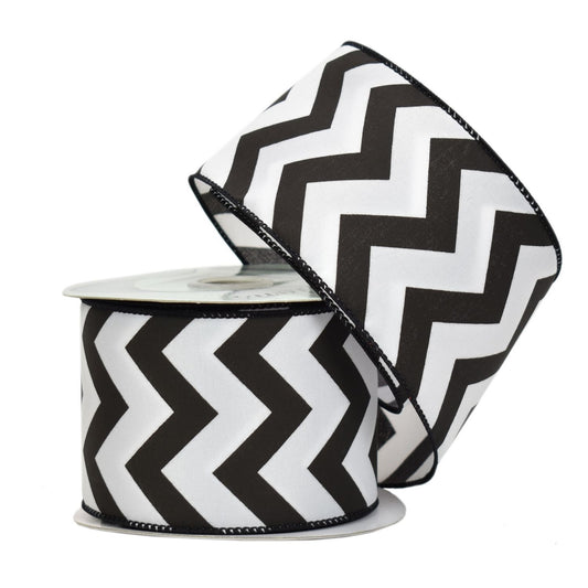 2.5 x 10Y Black and White Chevron Ribbon