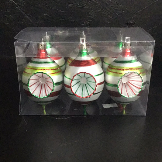 Finial Ornament Set of 6 in Multi Red/Green