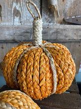 Load image into Gallery viewer, 10&quot; Braided Cornhusk Pumpkin in Washed Orange | BF