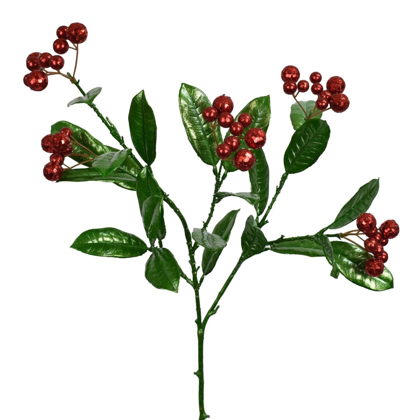 31” Osmanthus Leaves/Berries Pick in Green/Red | QS